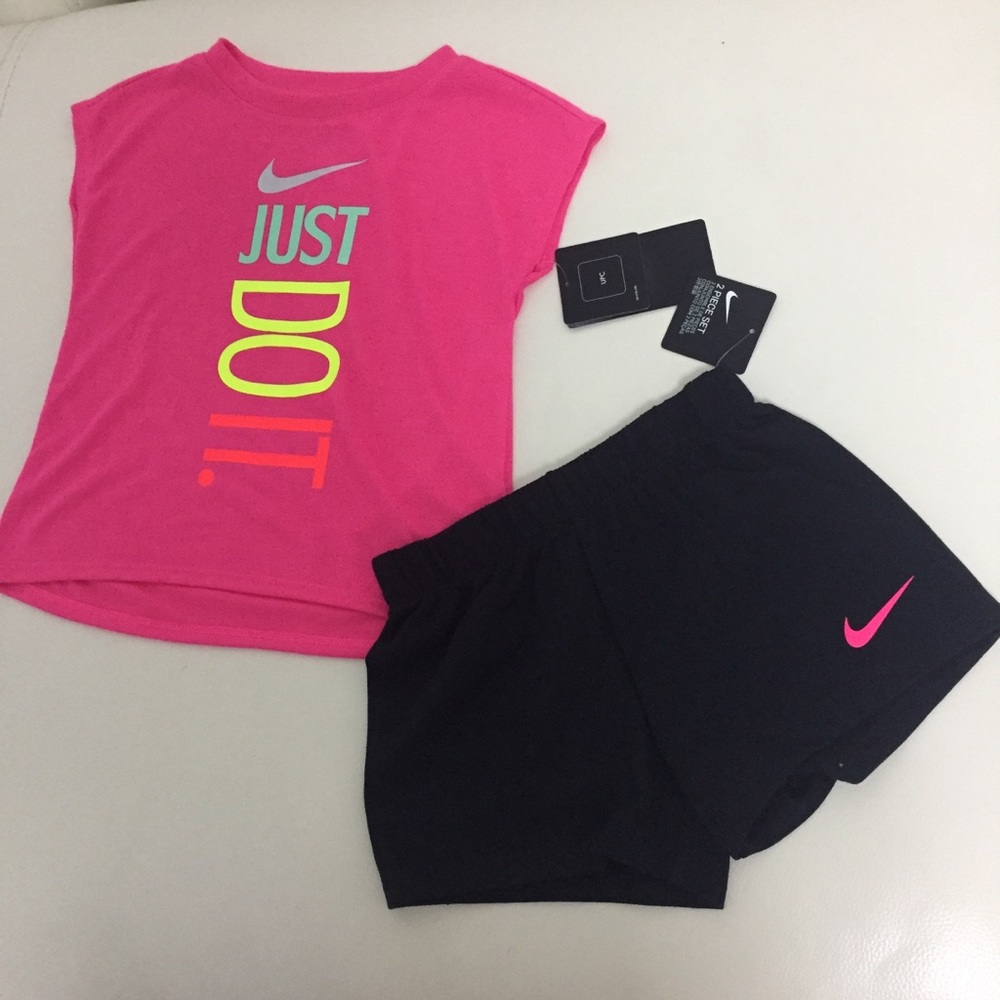 Nike Cute Pink Shorts Set Top Girl 6217 - Picture 4 of 5